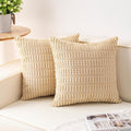 Aegero Pack of 2 Corduroy Decorative Throw Pillow Covers 26x26 InchSoft Striped by Unknown