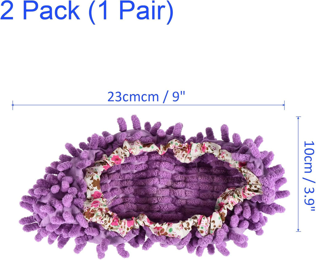 1 Pair Washable Cleaning Shoes Cover - Floor Cleaning Dust, Chenille Microfiber Duster Mop Slippers, Apply to House Office Room (Purple)