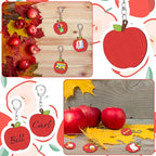 RattanView 24 Pcs Apple Craft Color Your Own Keychains DIY Craft Wooden Blank - Image 5