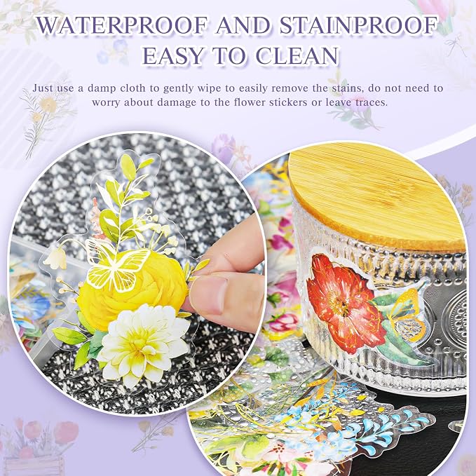 240Pcs Gilt Flower Stickers for Scrapbooking, Self-Adhesive Floral Stickers - Image 4