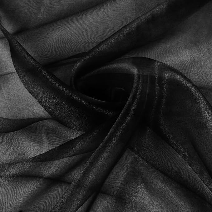 VACVELT Black Sheer Organza Fabric by The Yard 60" Wide | Semi-Transparent by VACVELT