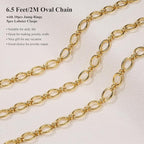 6.5 FT Bright Gold Chains for Jewelry Making Oval Circle Chain Link | Stainless - Image 3