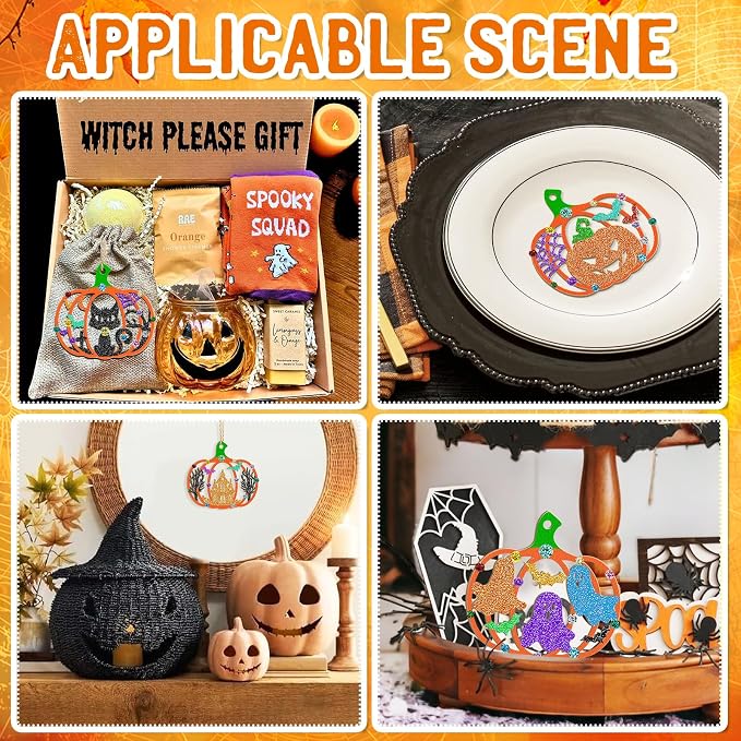 80PCS Wooden Halloween Decoration Pumpkins Ornaments to Paint Happy Halloween - Image 5