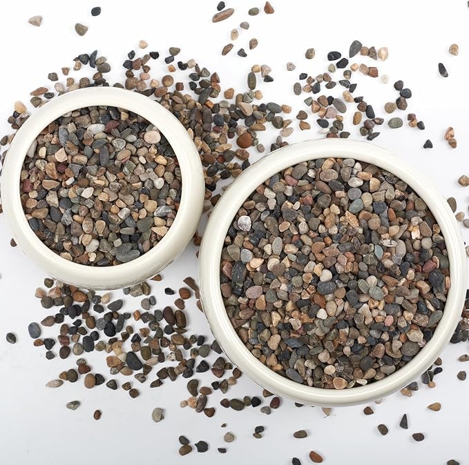 20LB Natural River Rocks, 1/4" Aquarium Gravel, Small Pebbles by LOOIOOJ