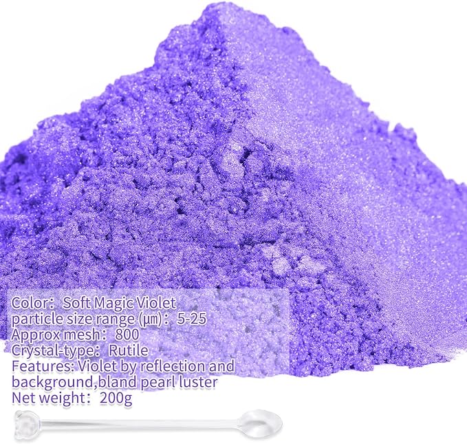 Mica Powder, 200g/7.30oz Large Jar, Soft Magic Violet Mica Powder Pigment - Image 2