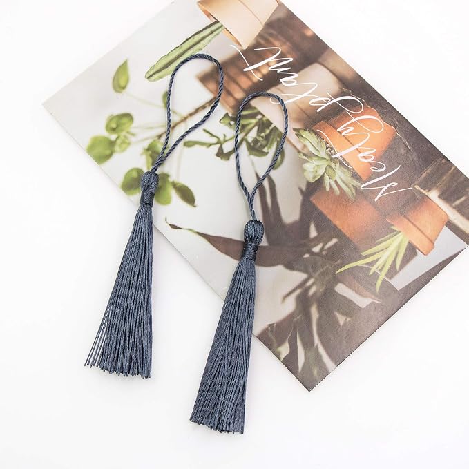 VAPKER 100 Pieces Dark Gray Color 13cm/5-Inch Silky Handmade Soft Tassels Floss - Image 3