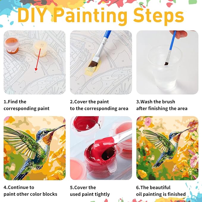 Hummingbird Paint by Numbers for Adult, Hummingbird Paint by Numbers Kit for - Image 9