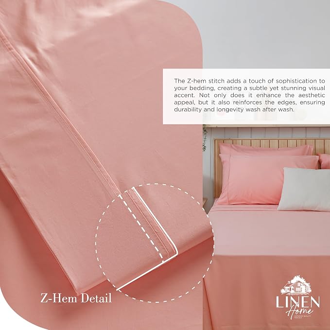 Linen Home 100% Cotton Percale Sheets Full Size, English Rose, Deep Pocket - Image 3