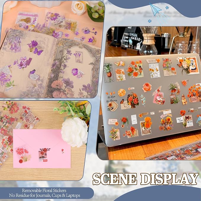 555Pcs Flower Stickers Journal Vintage Scrapbook Floral Plant Sticker | Flower - Image 8