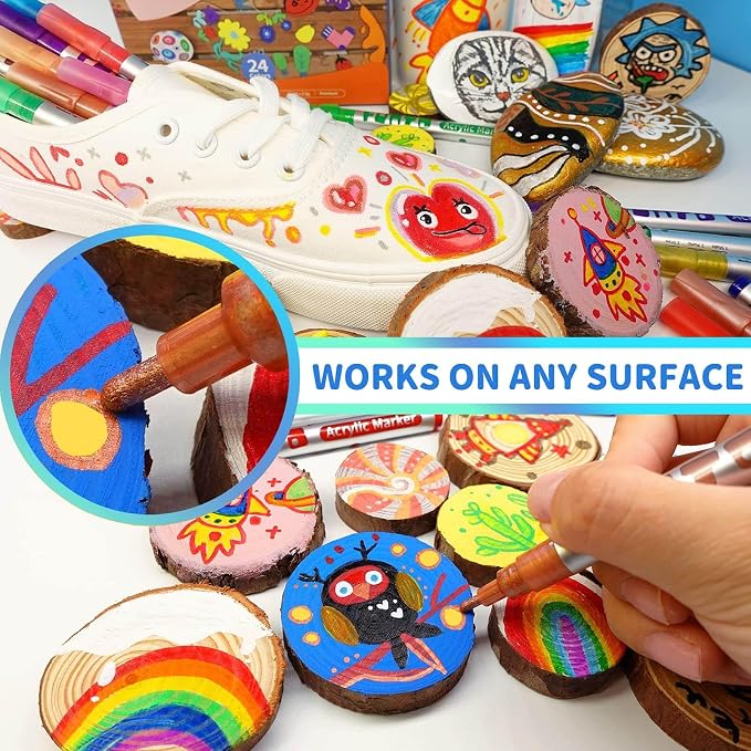 Funto Acrylic Paint Pens for Rock Painting, 12 Colors Paint Marker Set - Image 4