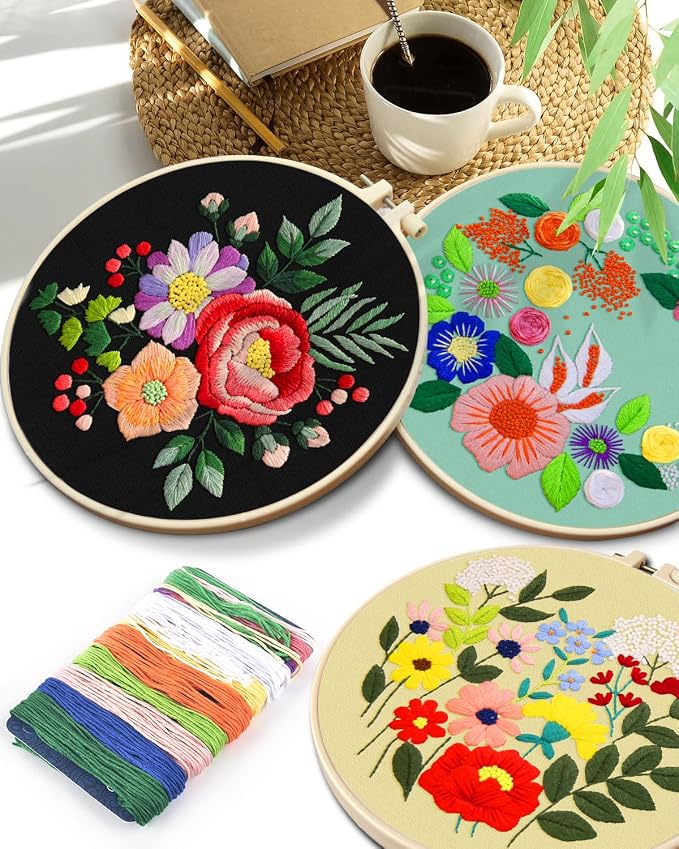 TINDTOP 5 Sets Embroidery Kit for Adults, Floral Embroidery Practice Kit for - Image 7