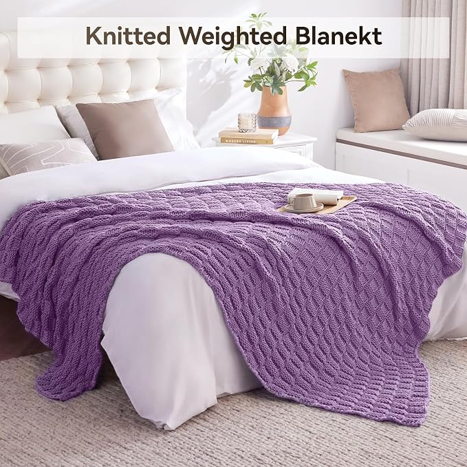 Knitted Weighted Blanket for Adult, No Beads Heavy Blanket 60” x 80'' 10lbs - Image 6