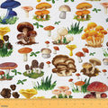 Feelyou Mushroom Fabric by The Yard, Cute Mushrooms Botanical Plants Upholstery by Feelyou