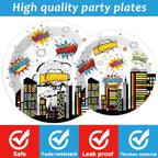 96 PCS Super Theme Hero Party Plates Napkins Hero Themed Party Tableware Hero - Image 3