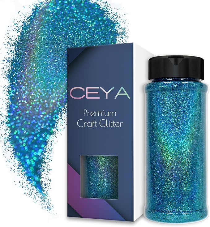 Ceya 3.8oz/ 110g Holographic Ultra Fine Glitter Powder Laser Sky Blue Glitter by CEYA