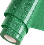 Green Glitter HTV Heat Transfer Vinyl Roll 12inch x 20 ft by WOOGLITTER