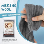 Wonvoc 8 OZ Core Wool for Needle Felting, Premium Merino Wool Roving, Soft - Image 3