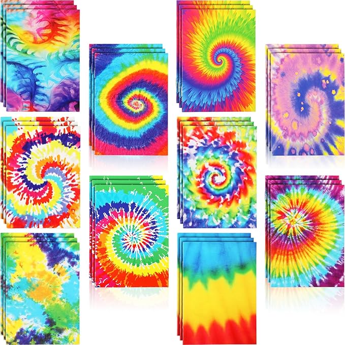 Tenceur 50 Pcs Mini Tie Dye Notepads Pastel Notebooks Small Multicolor Style by Tenceur