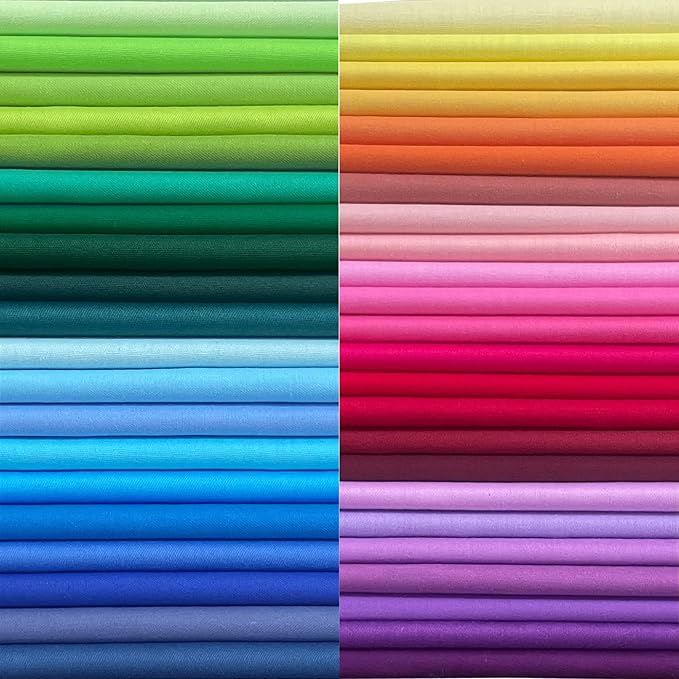 HANPATQUI 50PCS 12 x 12 inch Solid 100% Cotton Fat Quarters Fabric by HANPATQUI
