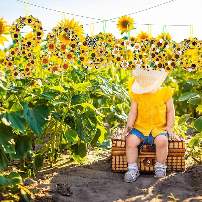 Hollowfly 48 Sets Sunflower Craft Kits DIY Summer Wreath Hanging Ornaments Make - Image 6