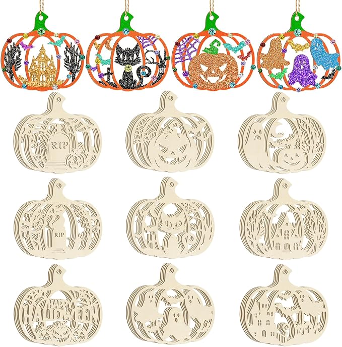 36PCS Wooden Pumpkins Ornaments to Paint Halloween Thanksgiving Decoration by Sophena