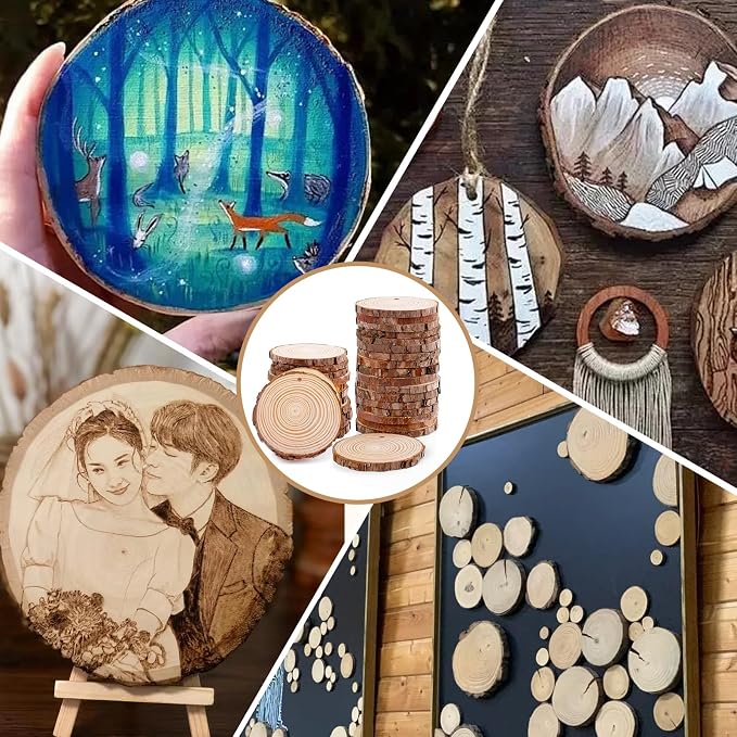 36 Pack Nature Wood Slices for Crafts, 3.1-3.5In Unfinished Natural Wood - Image 5