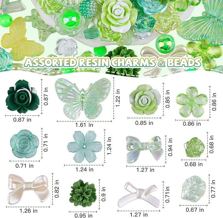 350 Pieces 3D Resin ABS Colorful Rose Flower Bows Butterfly Charms - Image 3