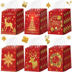 Kolldenn 24 Pcs Christmas Party Favors Bags Red and Gold Christmas Goodie Gift by Unknown