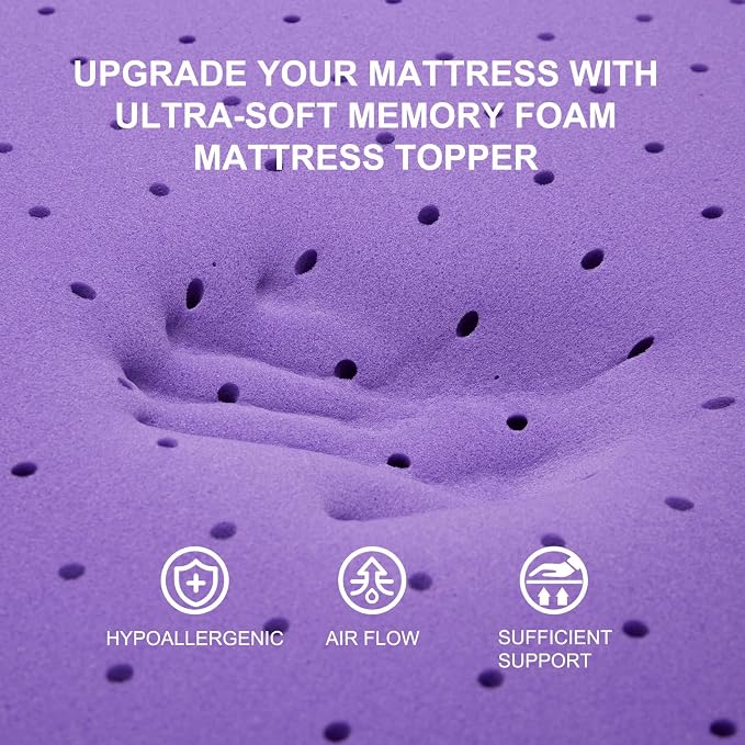 SINWEEK 3 Inch Gel Memory Foam Mattress Topper Ventilated Soft Pressure Relieve - Image 2