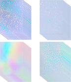 32 Sheets Holographic Sticker Paper Clear Vinyl Self Adhesive Waterproof by VINYLSTICKERPAPER