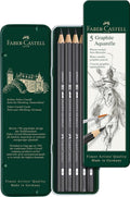 Faber-Castell 5 Piece Quality Water-Soluble Graphite Aquarelle Pencils in a Tin by Faber-Castell