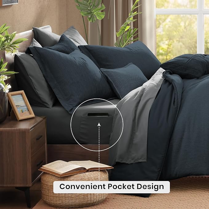 Monbix King Size Comforter Set, King Comforter Set 7 Pieces, Cationic Dyeing - Image 4