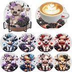 8 Pack Diamond Art Coasters, Highland Cow Diamond Painting Coasters Kits | Cow by Zythron