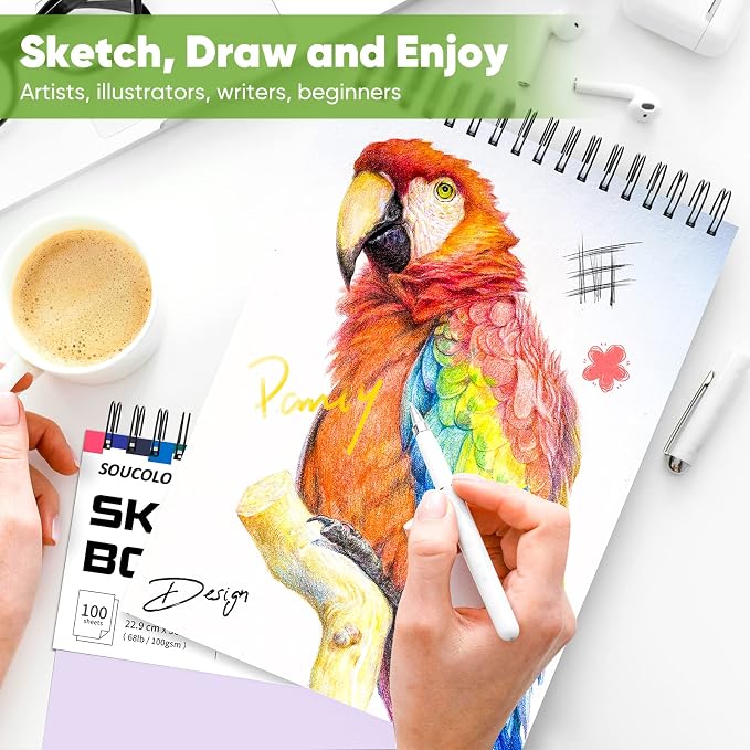 Soucolor 9x12 Sketch Book, 100 Sheets Drawing Paper, Sketchbook - Image 7