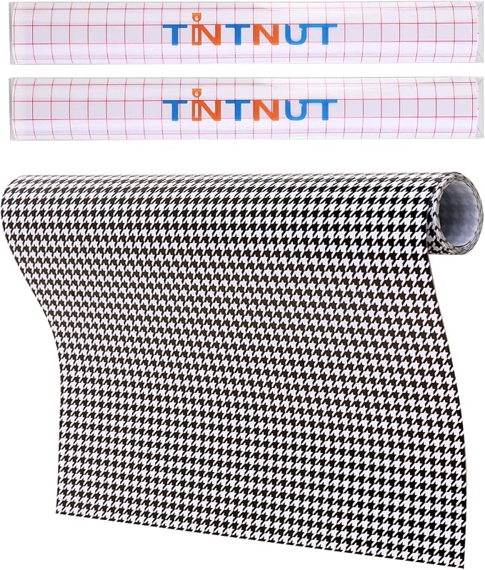 Tintnut Houndstooth Permanent Vinyl Roll 12in x 5ft Plaid Adhesive Vinyl | by Tintnut