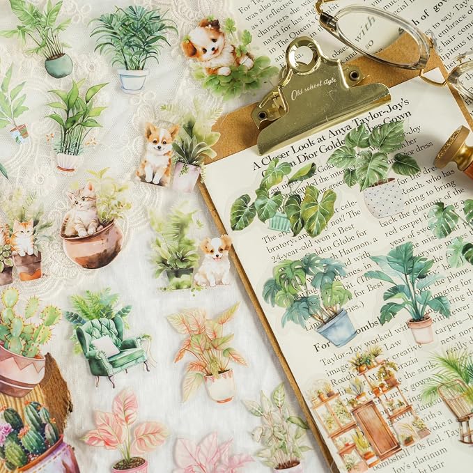 Yoksas 180Pcs Nature Green Potted Plants Stickers - Image 2