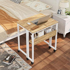 GreenForest Folding Desk with Wheels, 31.5" Rolling Table - Image 2