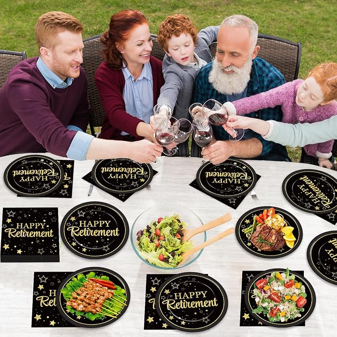 48Pcs Happy Retirement Paper Plates and Napkins Retirement Party Decorations - Image 5