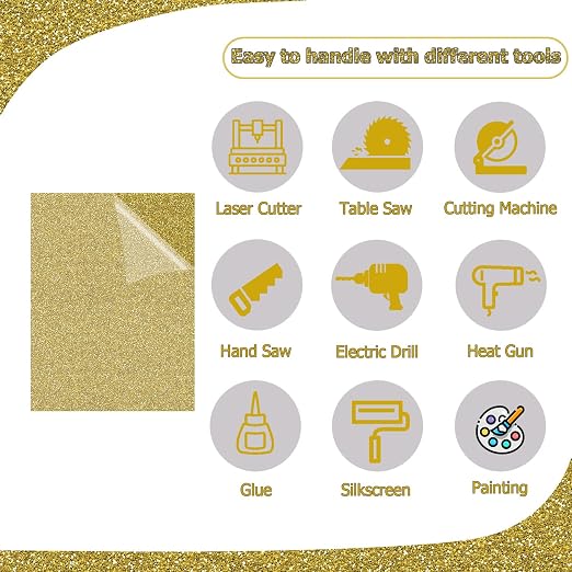 2 Pack 12'' x 16'' Glitter Gold Acrylic Sheet, 3mm Thick Acrylic Plastic Sheets - Image 4