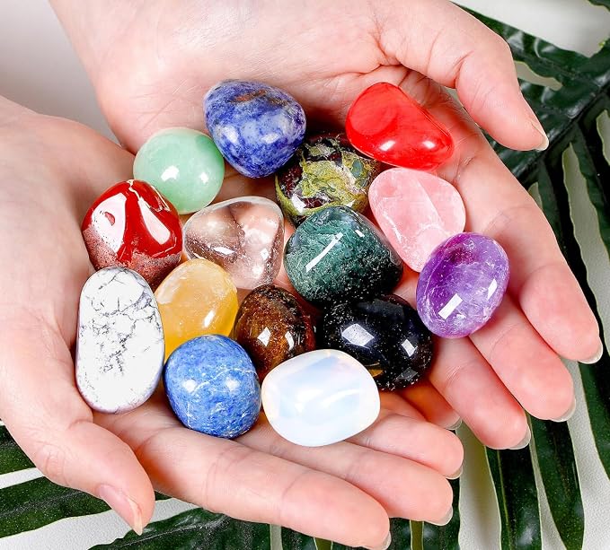 DUQGUHO 15 Pcs Natural Crystals Bulk Tumbled Stones Polished Irregular Quartz by DUQGUHO