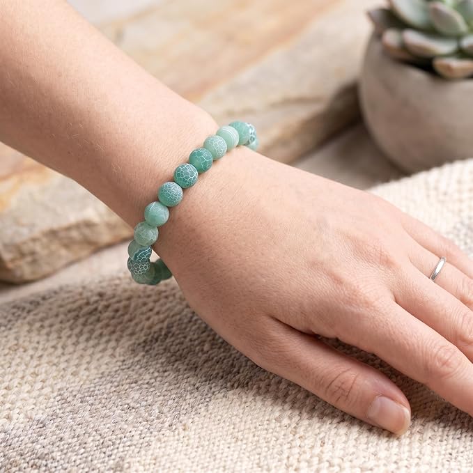 60pcs Natural Matte Green Oxidized Gemstone Beads，6mm Frosted Round Loose Stone - Image 6