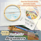 FONNUY Embroidery Kit for Beginners, Flower Hill Nature Landscape Pre-Stamped - Image 5