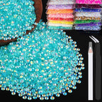 4000pcs 4mm Resin Rhinestones Bulk, Transparent Lake Blue AB Flatback Round by BELLEBOOST