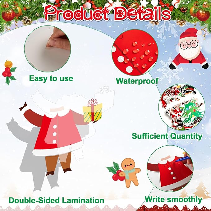 60pcs Christmas Theme Cutouts Xmas Holiday Bulletin Board Decorations Xmas - Image 3