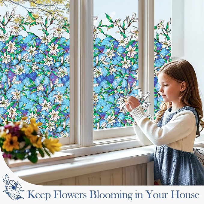 Coavas Static Cling Privacy Window Film, 96% UV & Heat Blocking, Stained Glass - Image 2