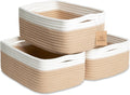 NaturalCozy 11.8"x8"x4.5” Storage Baskets for Shelves 3 Pack | Cotton Rope Woven Small Baskets for Organizing | Small Storage Bins for Nursery, Bathroom, Closet, Cube Shelf, Decorative, Gift Basket