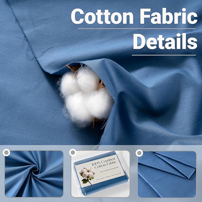 100% Combed Cotton Fabric by The Yard, 66 inches Wide, Premium Soft Breathable - Image 2