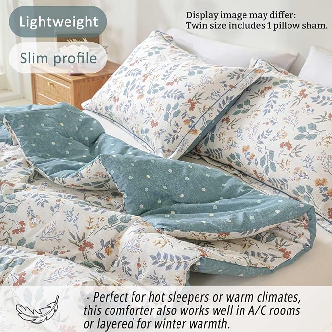 LEMIROE Botanical Cotton Comforter Twin Size - Image 3