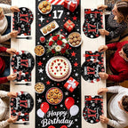 96Pcs Red and Black Party Decorations Happy 17th Birthday Plates and Napkins - Image 7