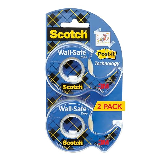 Scotch Wall-Safe Tape, 2 Dispensered Rolls, Sticks Securely, Removes Cleanly by Unknown